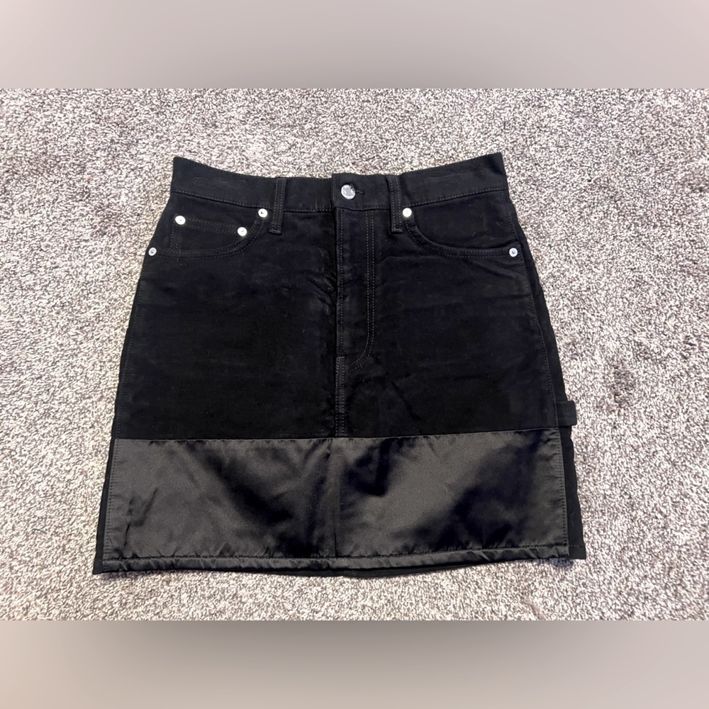 HELMUT LANG Black Femme Utility Moleskin Tuxedo Mini Skirt size 27 NWT - Picture 3 of 15